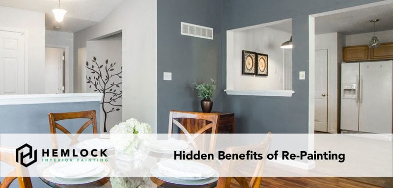 featured image breakfast nook and kitchen with dark blue accent wall